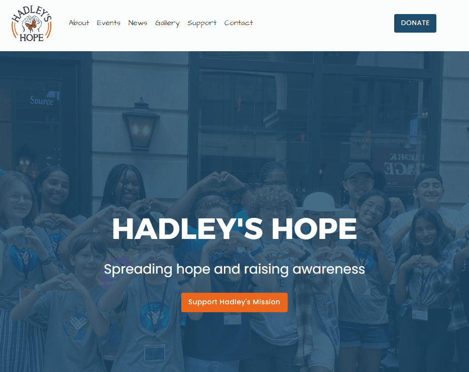 Preview of a website homepage for a mission-oriented nonprofit